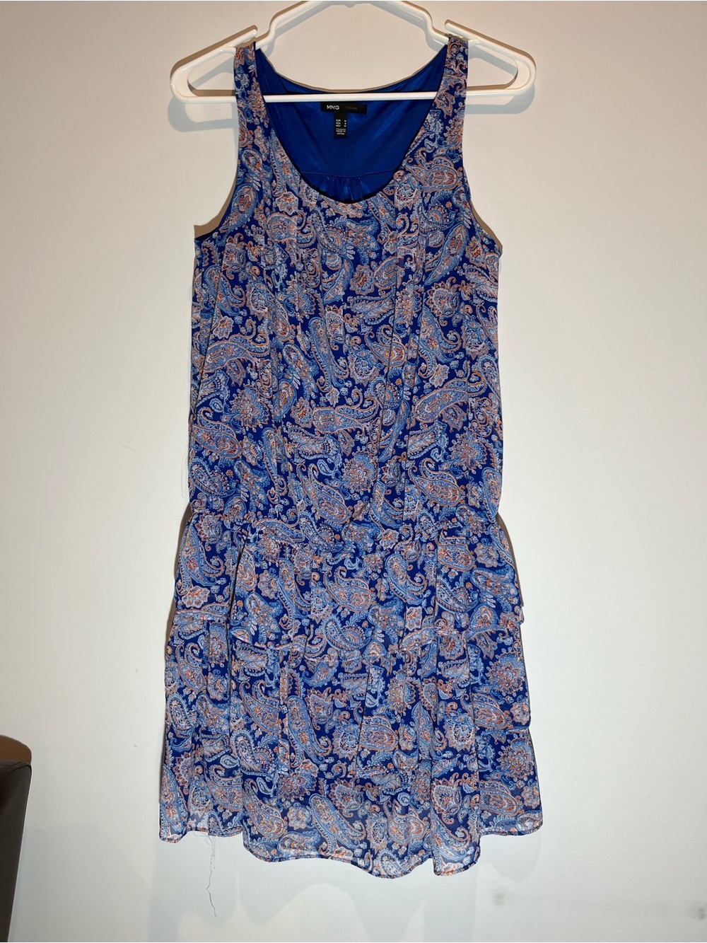 Mango Blue Paisley Sleeveless Mini Dress